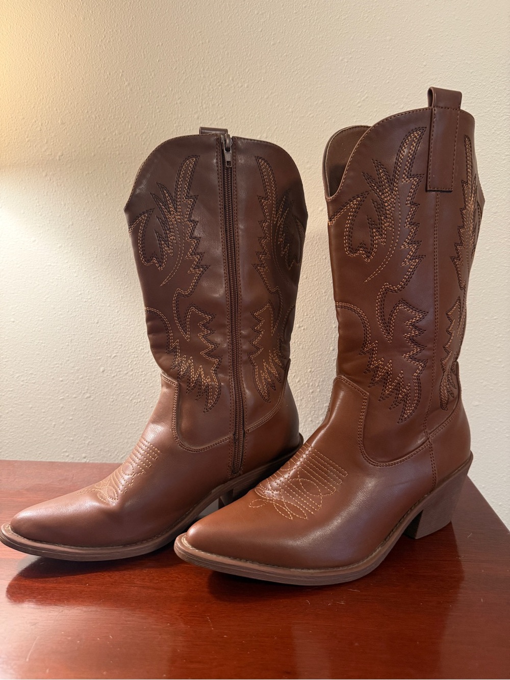 Women’s Western Cowgirl Boots Pull On Pointy Toe Mid Calf